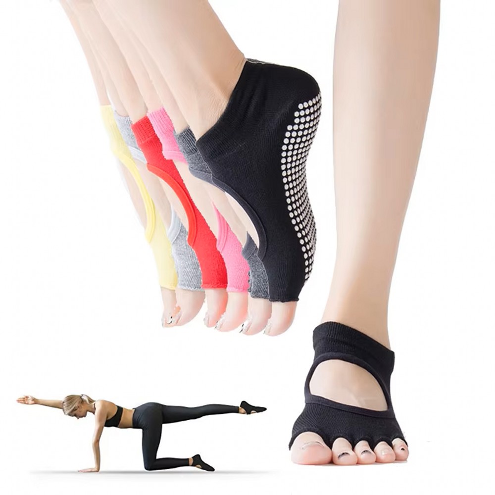 Medias Para Pilates Y Yoga - جوارب يوغا بدون ظهر بخمسة أصابع